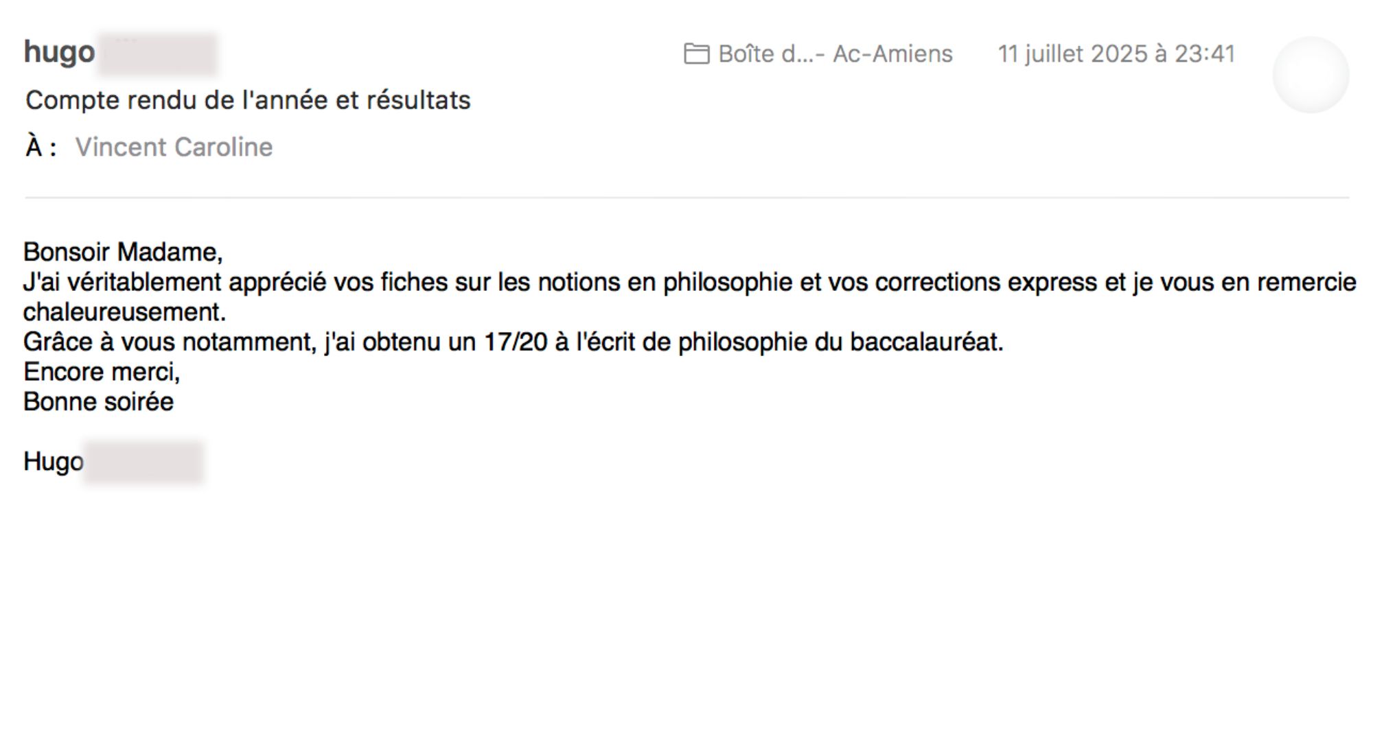 Hugo Résultats de Hugo