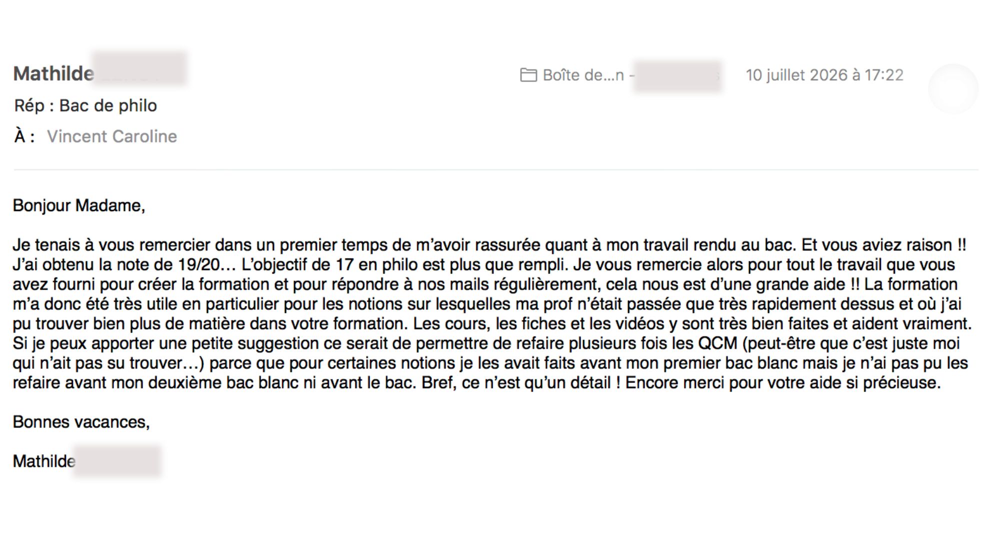 Mathilde a eu 19 à son bac de philo !