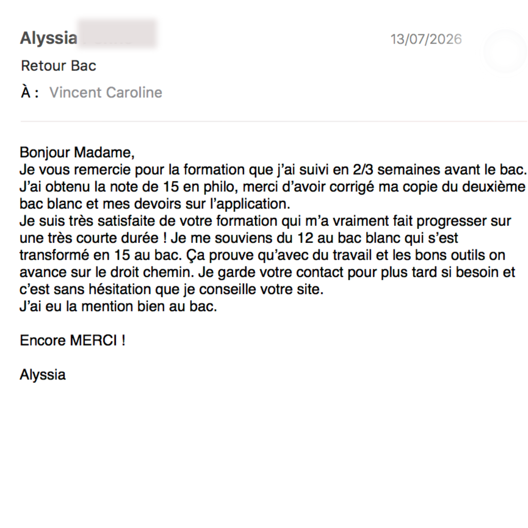Résultat du bac philo d'Alyssia