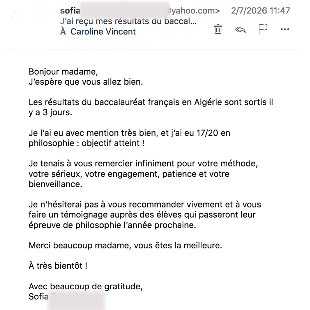 Sofia a eu 17 en philo