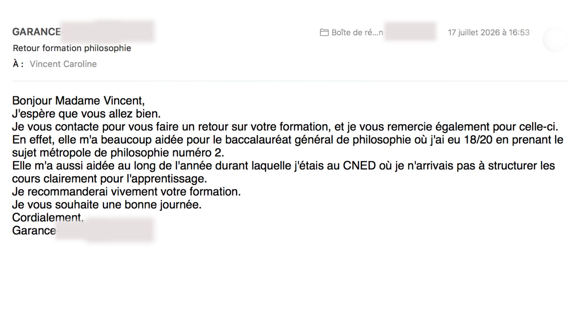Garance a eu 18 au bac de philosophie