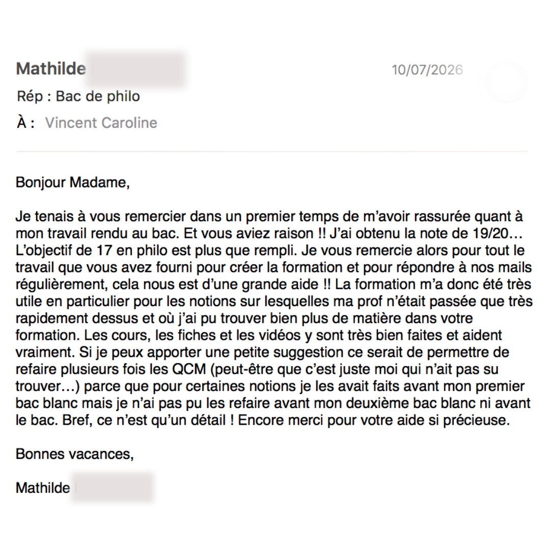 Mathilde a eu 19 à son bac de philo